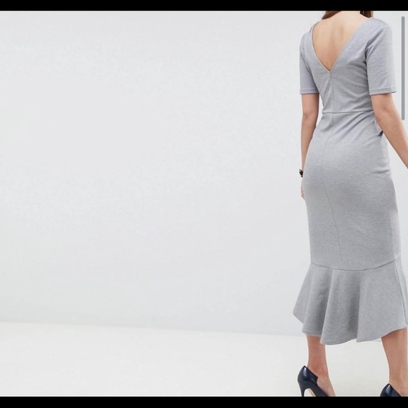 ASOS gray peplum dress with pockets - Picture 2 of 5